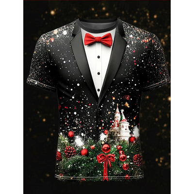 Christmas Tree Snowflake 3D Print T-Shirts Men Women Fashion Cosplay Oversized Short Sleeve T Shirt Male Tees Tops Man Clothing