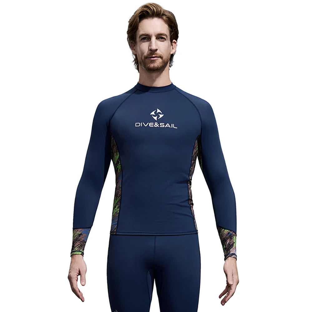 Men Women Surf Sunscreen Diving Skin Protection T-Shirt Swimsuit Long-Sleeve Swimming Floating UV Protection Lycra Diving Tops