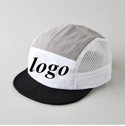Custome Logo 5-Panel Baseball Cap For Men And Women Outdoor Breathable Mesh Flat Brim Sun Hat Hiking Camping Sports Snapback Hat