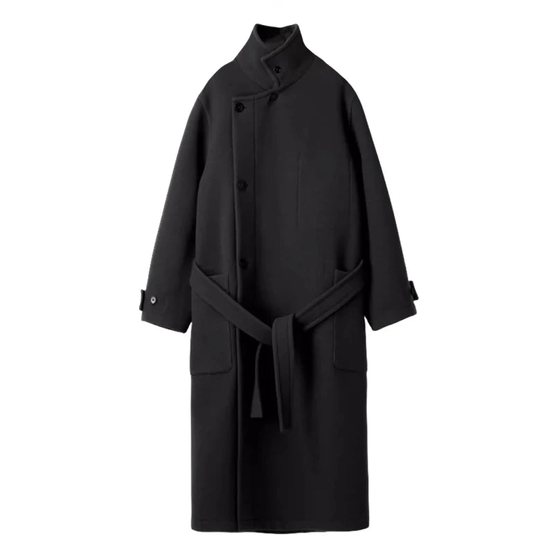 Mauroicardi Autumn Winter Oversized Long Thick Soft Warm Black Wool Blends Coat Men Luxury Designer Clothes Woolen Overcoat 2024