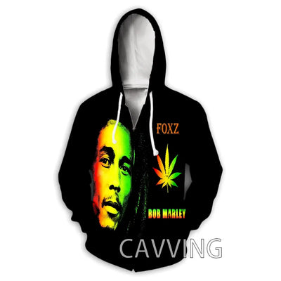 New Fashion 3D Print BOB MARLEY  Zipper Hoodies Zip Up Hooded Sweatshirts Harajuku Hoodie Hip Hop Sweatshirts  H02