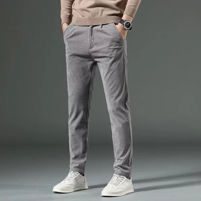 High Quality Brand Men's Corduroy Thicken Pants Fashion Khaki Narrow Leg Casual Pants Thermal Plush Trousers  Autumn Winter Male