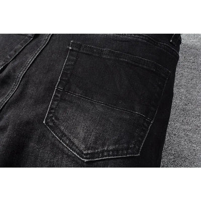 European and American fashion street spray painted colorful letters denim cotton casual pants youth tight jeans