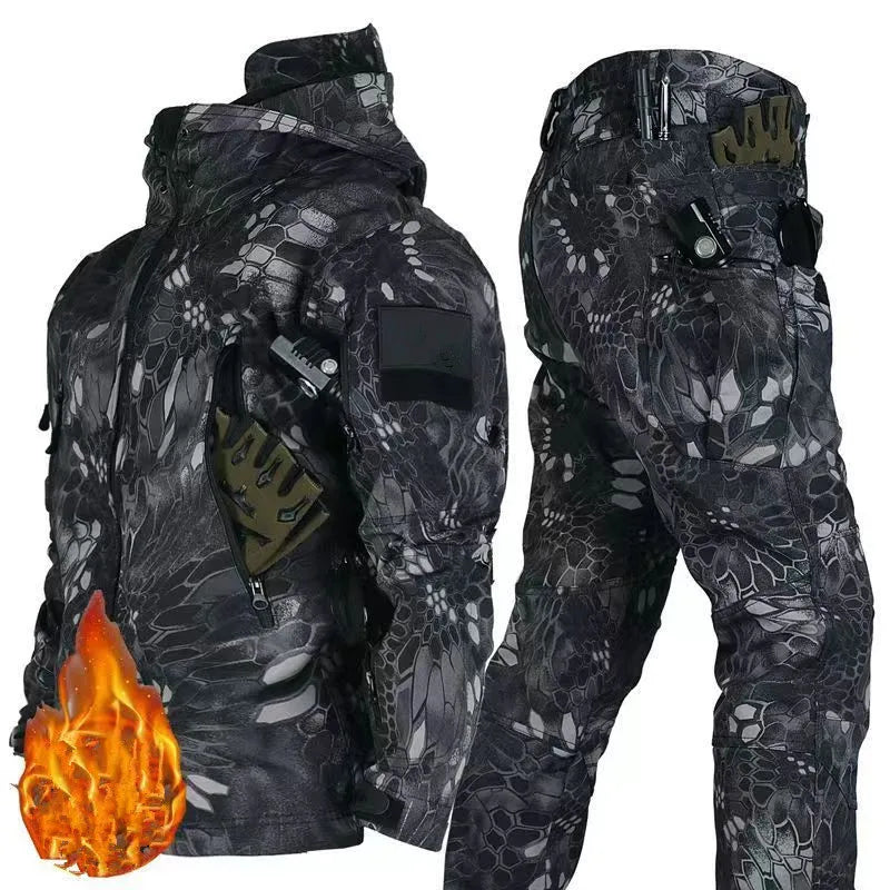 5XL 6XL Low Price Sale of Men's Outdoor New Soft Shell Waterproof and Cut Resistant Thick Wool Fleece Multi Pocket Tactical Set