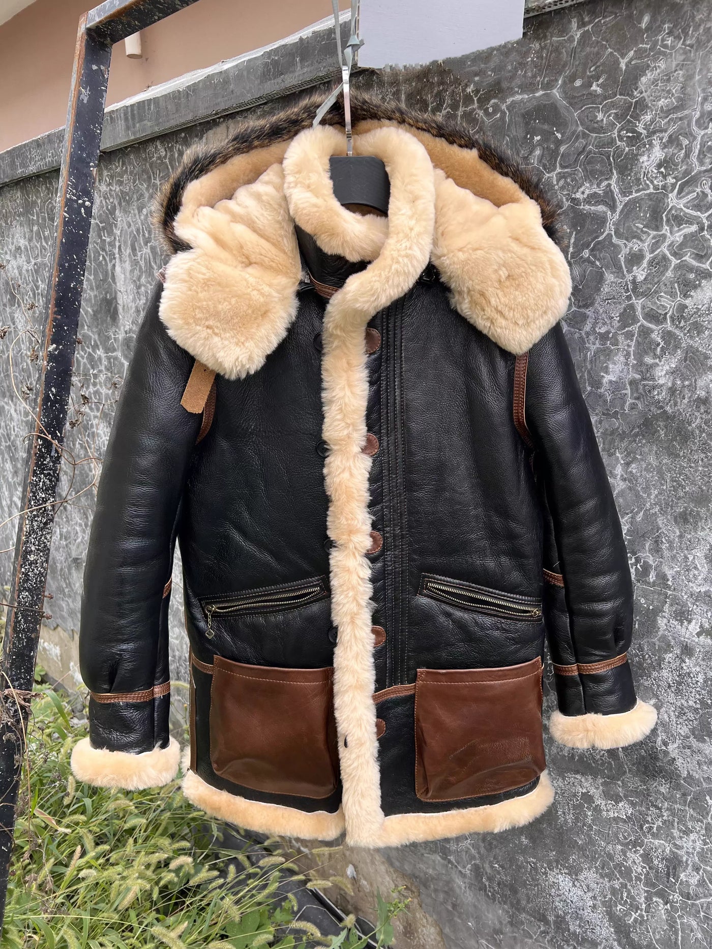 YR!Wholesales.Classic bomber real fur jacket.Long Warm winter thick wool coat.Luxury genuine leather cloth,natural shearling