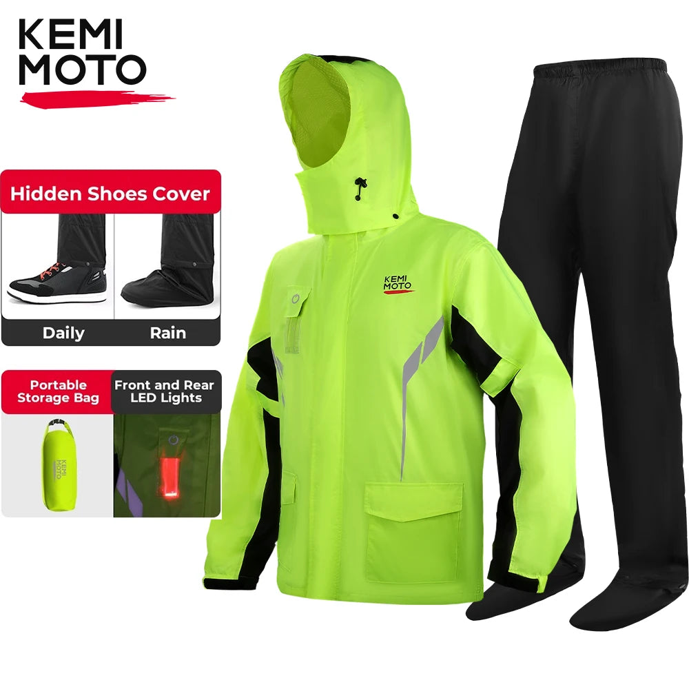 KEMIMOTO Motorcycle Raincoat Waterproof Rain Jacket Pants Split Suit Breathable Impermeable Riding Cycling Motocross Motobike