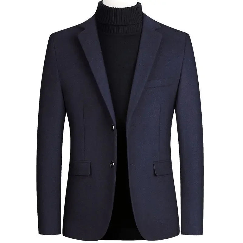 Business Casual Wool Blazer Men 2024 Autumn and Winter New Solid Men Blazer Regular Fit Long Sleeve Blazers for Men ZL361