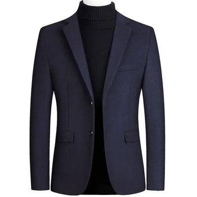 Business Casual Wool Blazer Men 2024 Autumn and Winter New Solid Men Blazer Regular Fit Long Sleeve Blazers for Men ZL361