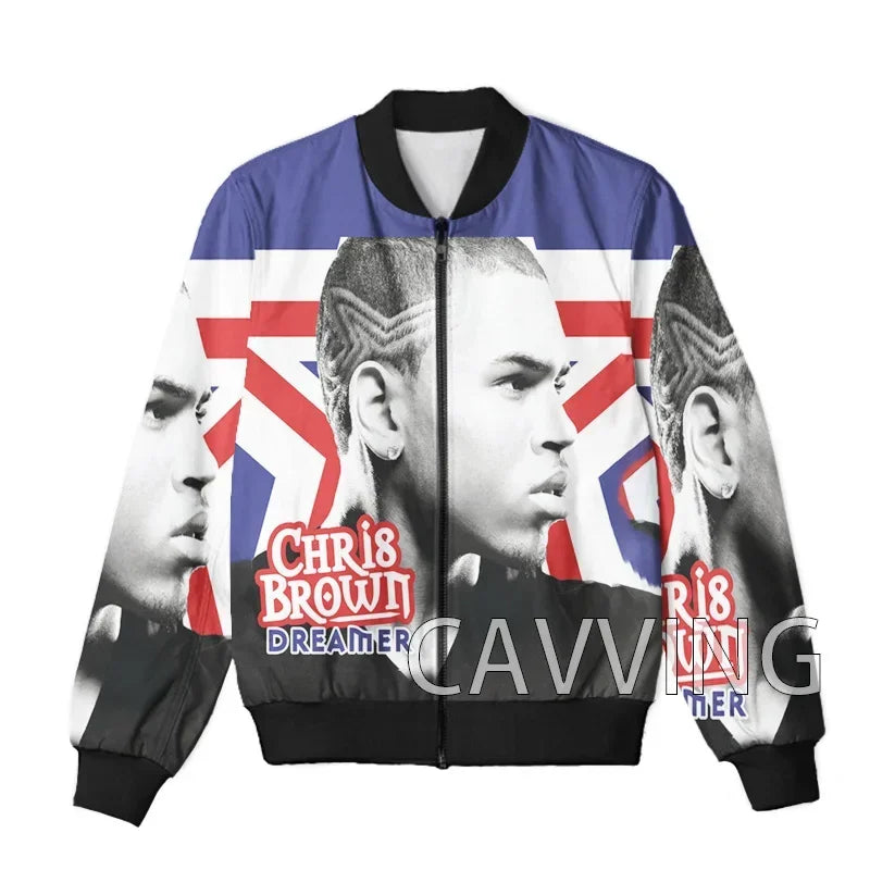 CAVVING 3D Printed  Rapper Chris Brown  Zipper Bomber Jackets Men Overcoat Mens Coat Zip Up Jackets for Women/Men   J02