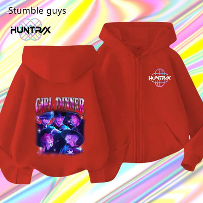 Autumn New KPop Demon Hunters Kids Boys Girls Zipper Hoodie Long Sleeve Sweatshirt Anime Clothes Trendy