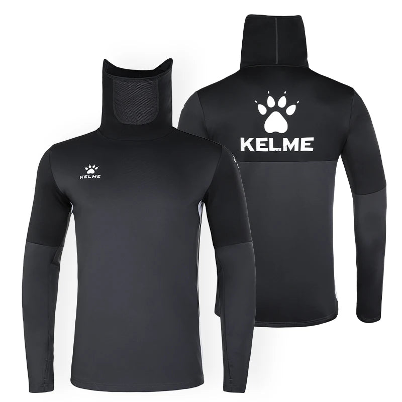 Kelme Football Training Hoodie Long Sleeve Customizable Sportswear Elastic Cold Mask Top Outdoor Warm Hoodie