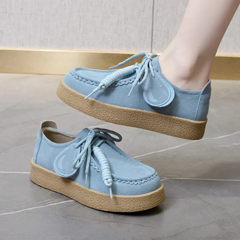 AIYUQI Genuine Leather Women's Shoes 2025 New Flat Non-slip  Derby Female Shoes Large size Lace-up Loafers For Women