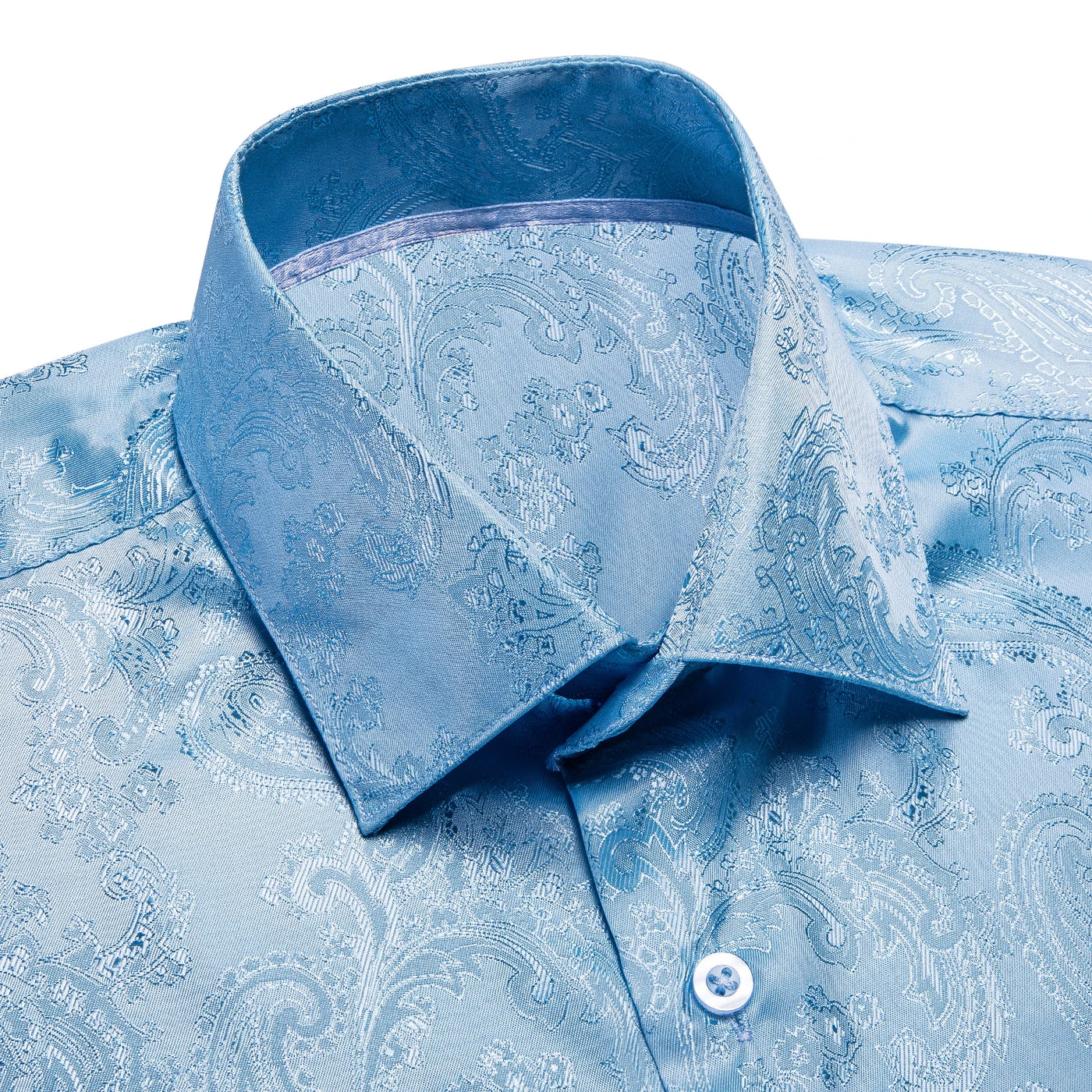 Jacquard Silk Mens Shirts Pink Blue Red Green Gold Long Sleeve Single Breasted Lapel Shirt Blouse Outerwear Wedding Business