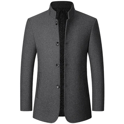 New Winter Men Cashmere Blazers Suits Jackets Woolen Blends Stand-up Collar Business Casual Suits Coats Male Slim Blazers Coats