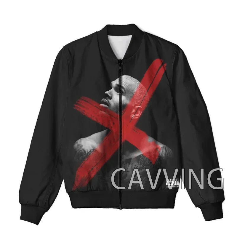CAVVING 3D Printed  Rapper Chris Brown  Zipper Bomber Jackets Men Overcoat Mens Coat Zip Up Jackets for Women/Men   J02
