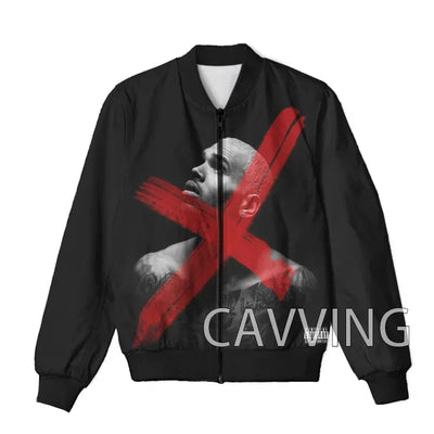 CAVVING 3D Printed  Rapper Chris Brown  Zipper Bomber Jackets Men Overcoat Mens Coat Zip Up Jackets for Women/Men   J02