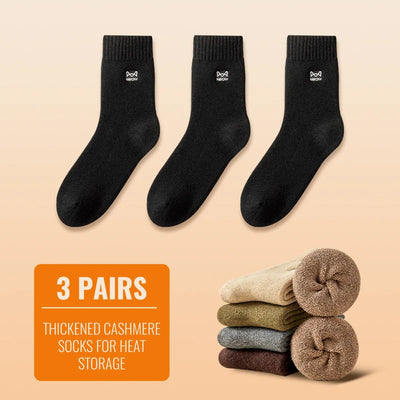 MiiOW Merino Wool Socks Men Winter Thicken Heated Sock Cold Resistant Cashmere Stocking Snow Boots Retro Brown Warm Towel Socks