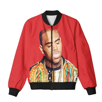 CAVVING 3D Printed  Rapper Chris Brown  Zipper Bomber Jackets Men Overcoat Mens Coat Zip Up Jackets for Women/Men   J02