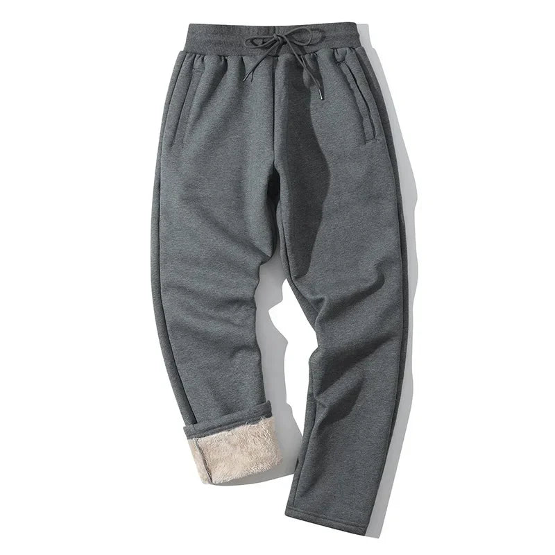 New 2025 Winter Sherpa Lined Pants Men's Thicken Thermal Jogging Sweatpants Elastic Waist Fleece Casual Trouser with Drawstring