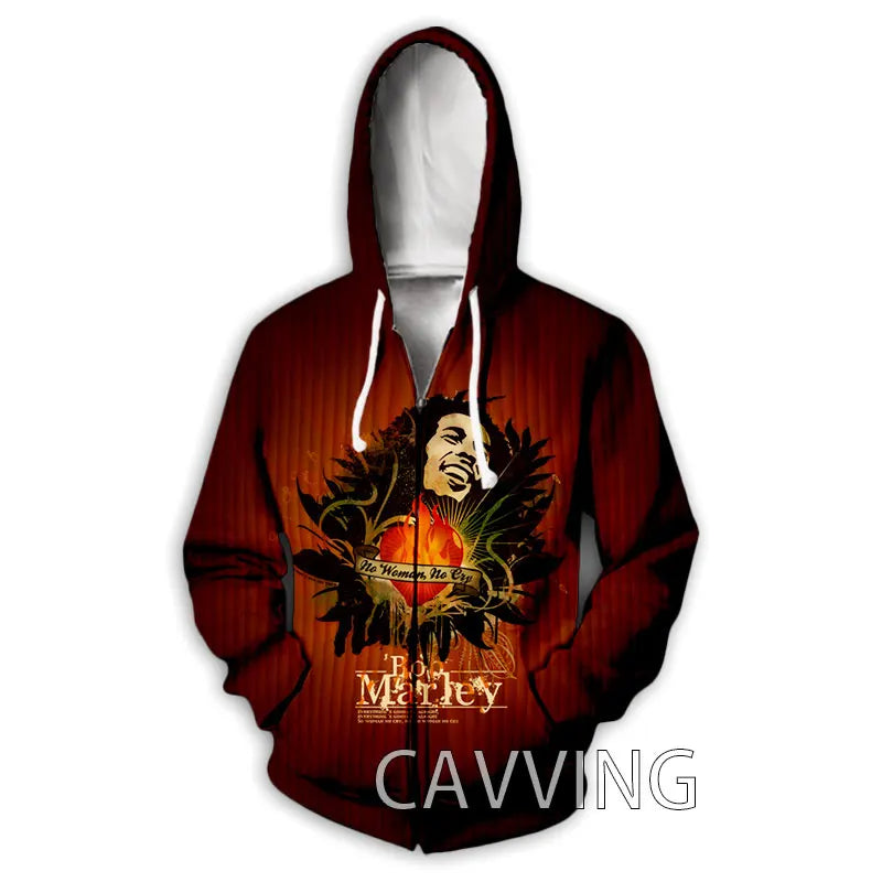 New Fashion 3D Print BOB MARLEY  Zipper Hoodies Zip Up Hooded Sweatshirts Harajuku Hoodie Hip Hop Sweatshirts  H02