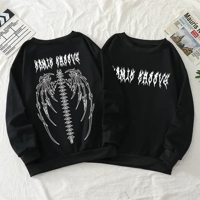 Mens Loose Tracksuit Casual Printing Sweatshirt High Quality Hot Sales Versatile Pullover Trend Black White Street Tops Clothing