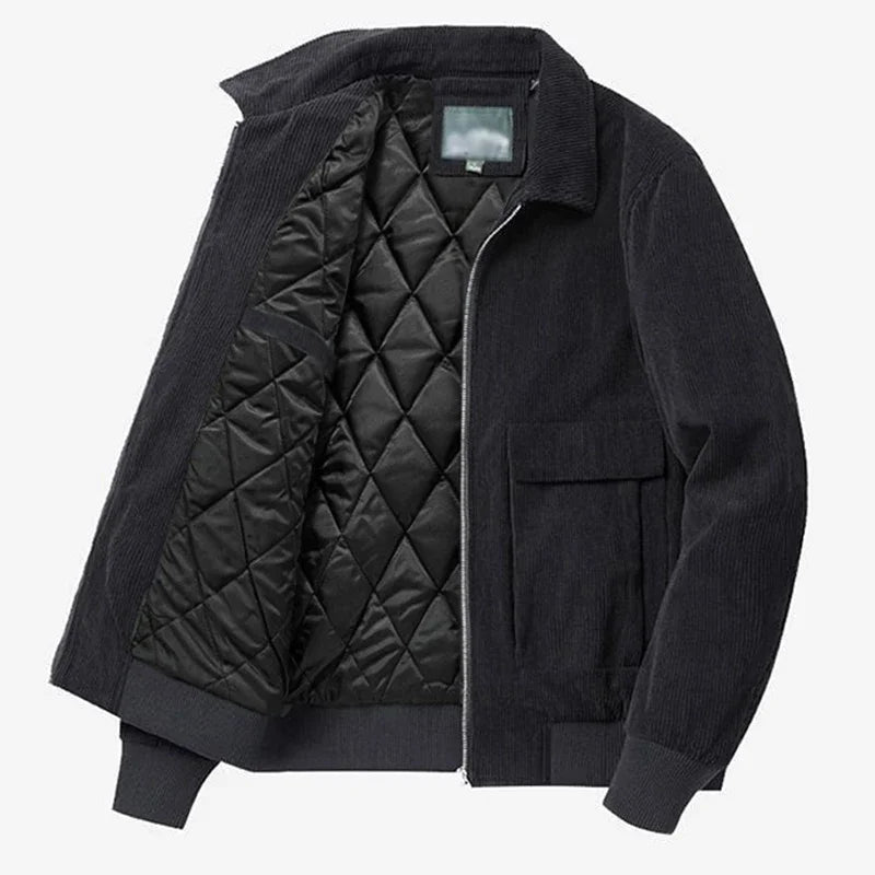 Gmiixder Autumn Winter Male Corduroy Jacket Casual Stripe Lapel Safari Jackets Versatile Men's Clothing Trend Elegant Loose Coat