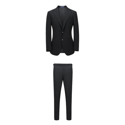 Men's Black 97% Wool Suit Set - Easy Care Business & Wedding Blazer with Dress Pants, Versatile Office-to-Event Formal Attire