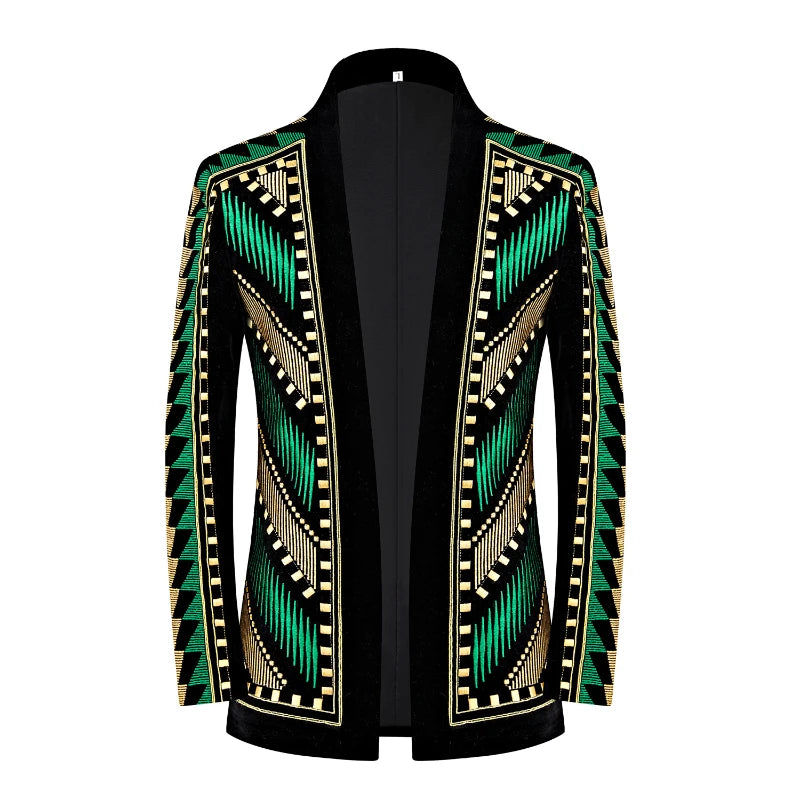 2025 European and American Heavy Full Embroidery Buttonless Blazer Men, Photography Studio Party Wedding Suit  Jackets for Men
