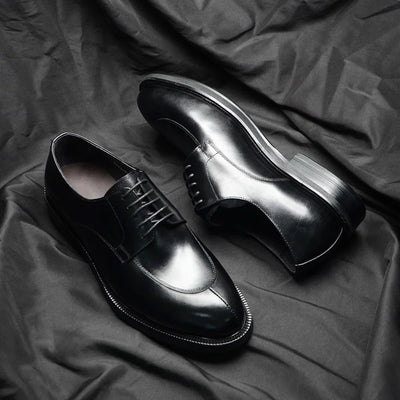 Classic Italian Luxury Brand Men's Elegant Black Dress Shoes Authentic Genuine Leather Lace Up Oxfords Business Social Footwear