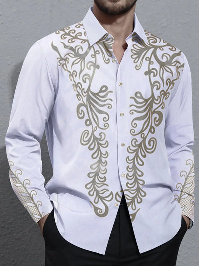 Men's shirts, button down shirts, casual shirts, spring and summer, printed long sleeves, daily, fashionable, comfortable