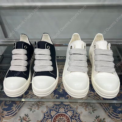 Casual Shoes Men Canvas Beige Low Top Brand Jumbo Lace Up Ro Thick Sole Luxury Designer Trainers Women Street Flat Sneakers