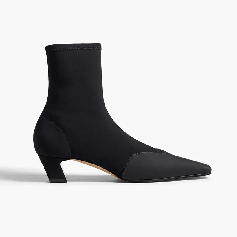 Leather Patchwork Sewing Ankle Boots Sexy Square Toe Zipper Thin Heel Accept Customized New Arrivals Fashion Women Boots