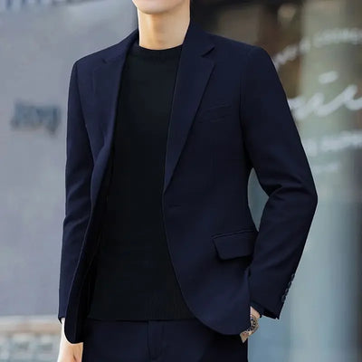 2 Piece Outfit Set Male High Quality 2024 Solid Color Slim Fit Full Men's Suits and Blazers Fashion Pants Luxury Elegant Classic