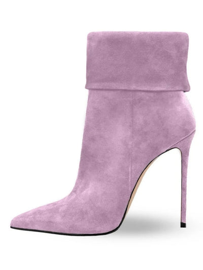 Minimalist Pointed Cuff Boots Women Party Wear Sleek Heels Side Zip Fashion Western Style Chic Pointy Toe Daily Footwear