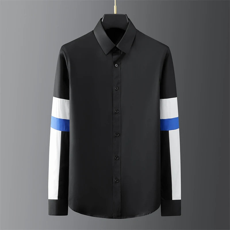 High-end men's shirt printed men's shirt long-sleeved lapel shirt daily outdoor shopping comfortable fabric large size xs-6xl