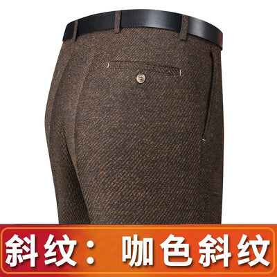 Autumn and Winter Men Thick Woolen Cloth Suit Pants Casual Straight Drape Korean Fashion Business Trousers Male Clothing Q78