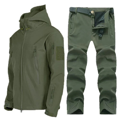 Men's Winter Waterproof Suit Hiking Tracksuit Set Softshell Jackets Camping Coat Tactical Pants Fishing Fleece Trousers