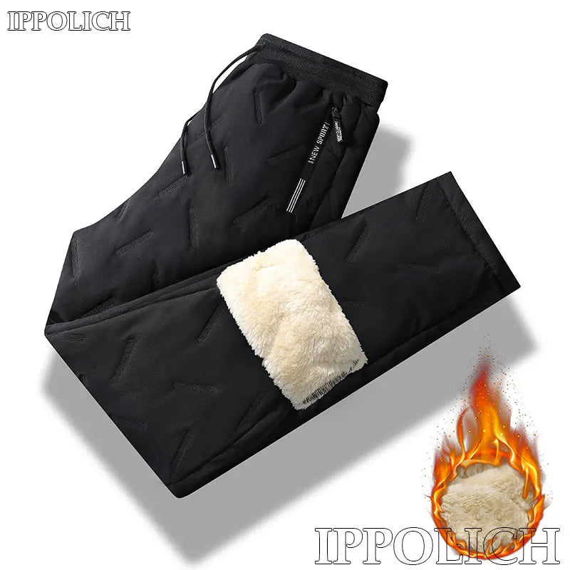 Winter Running Pant Cashmere Thicken Fleece Windproof Sweatpants Men Joggers  Cotton Warm Pants Male Waterproof Thermal Trousers