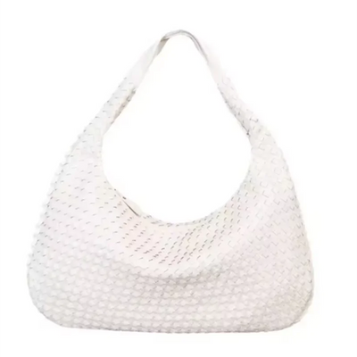 New Vegan Leather Hobo Bag Handmade Woven Casual Female Half Moon Handbag Big Capacity Patchwork Zipper Women Tote Shoulder Bags