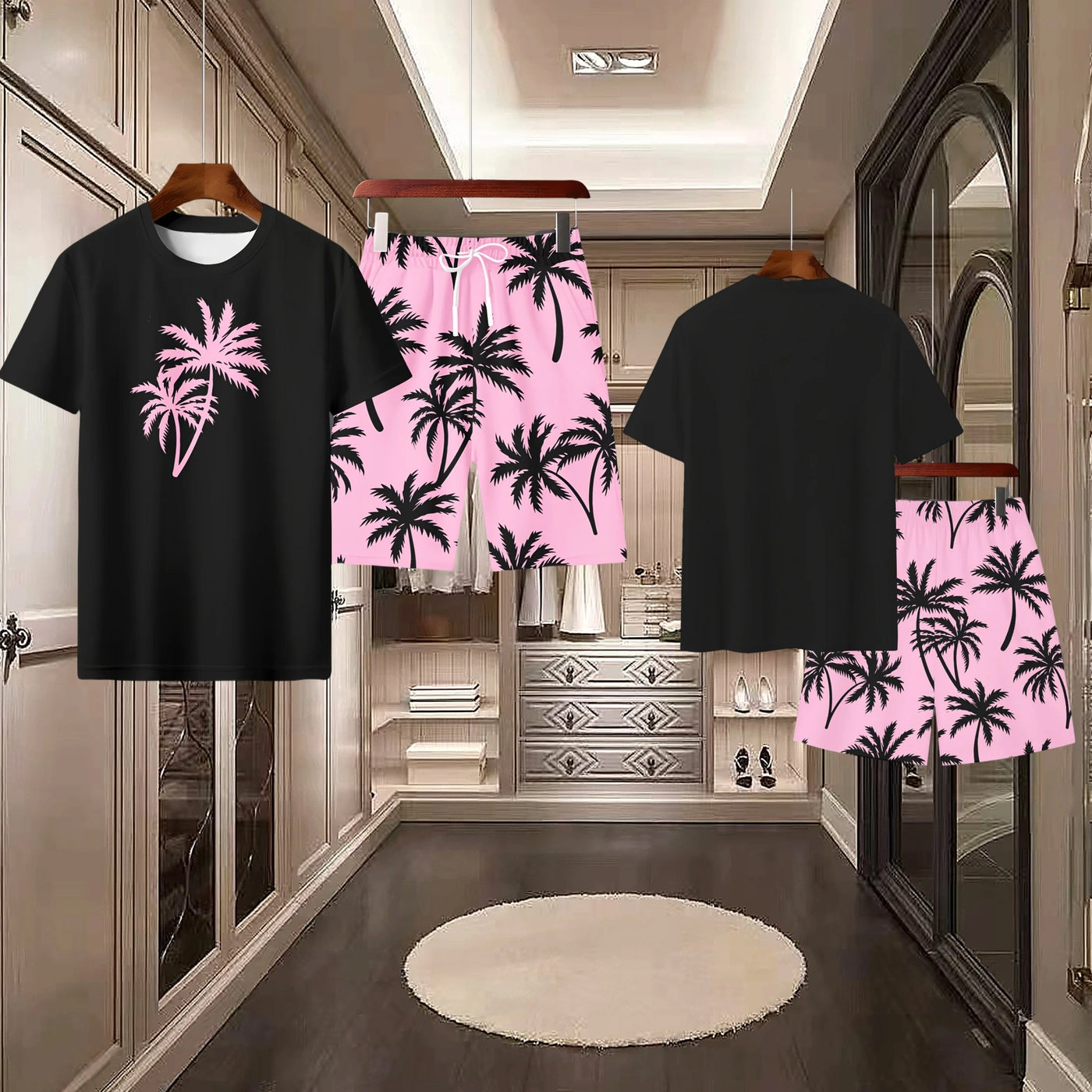 2025 Latest Hot T-shirt Set 3D  Vacation Style Trendy Various Elements Fashionable Street Men's Set Summer Top Shorts Breathable