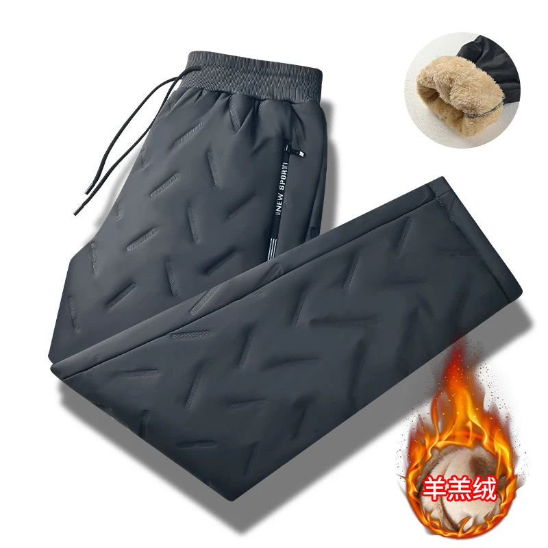 Thiened Lamb Velvet Men's Winter Outdoor Cold-resistant Warm Fce Lined Pants Large Size down Cotton Pants
