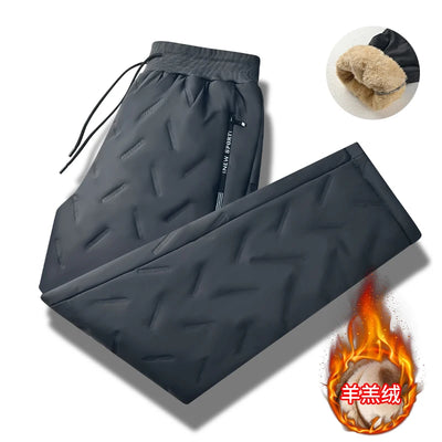 Thiened Lamb Velvet Men's Winter Outdoor Cold-resistant Warm Fce Lined Pants Large Size down Cotton Pants