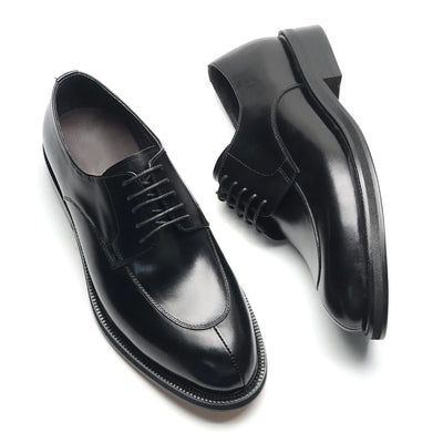 Classic Italian Luxury Brand Men's Elegant Black Dress Shoes Authentic Genuine Leather Lace Up Oxfords Business Social Footwear