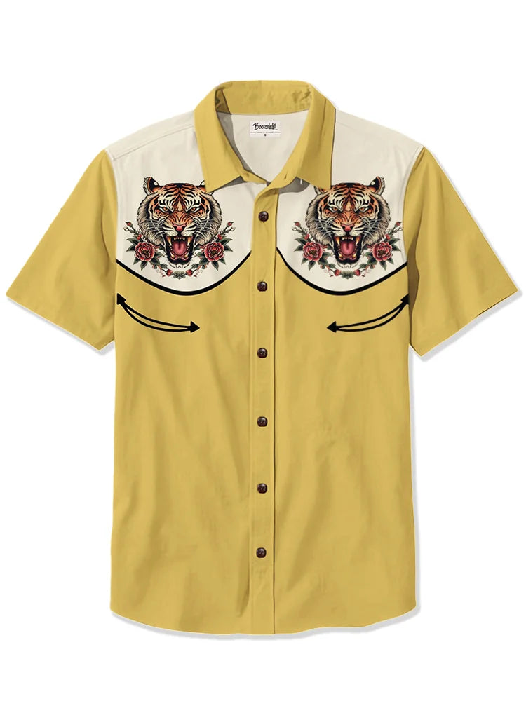 2025 Men's Summer Western Cowboy Style Summer Comfortable Breathable Elegant Art Shirt High Quality Button Top Ropa Para Hombre