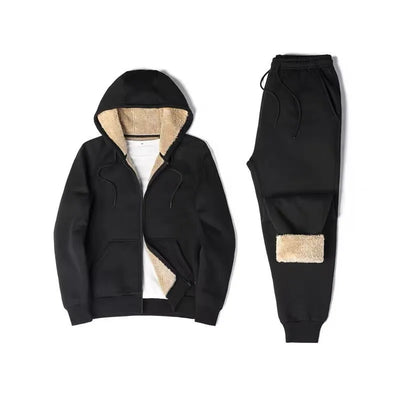 Men's Winter Lamb Velvet Sports Set Thiened Warmth Casual Sweatirt Pants Two-Piece Suit Long Sve Long Pants Leisure Wear