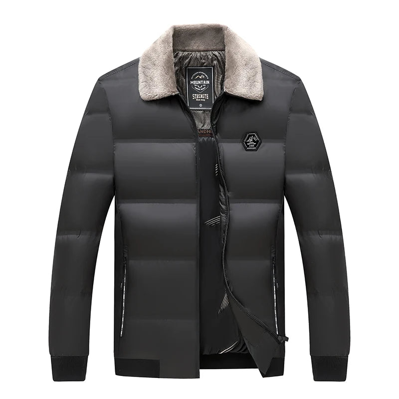 Top Grade Middle-aged Men's Bubble Puffer Parka Jacket Windbreaker Coat Winter Plus Velvet Thickened Short Outerwear