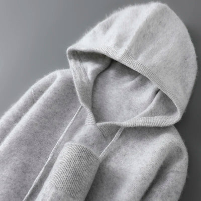 DjzDsm Autumn Winter Men's Sweater 100% Merino wool Thick Hooded Pullover Soft Knitwear Casual Comfort Wool Clothing Tops