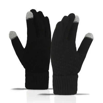 Winter Touch Screen Knitted Warm Glove Outdoor Anti Slip Cycling Driving Cold Proof Five Finger Glove Fashion Solid Glove Unisex