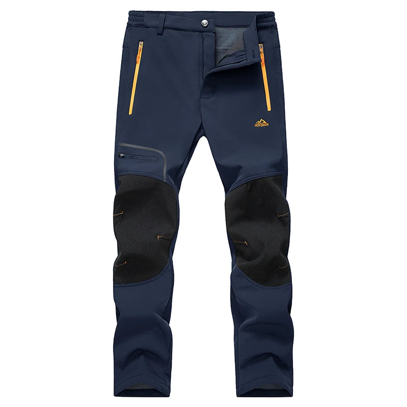 MAGCOMSEN Fleece Pants Men's Snow Ski Pants Windproof Shell Hiking Pants with 4 Zipper Pockets Winter Waterproof Trousers