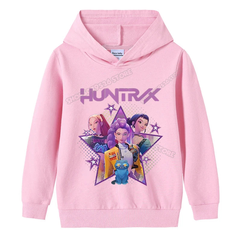 K-pop Demon Hunters Hoodies Girl Thin Hooded Sweatshirt Autumn Tracksuit Hood Sportswear Long Sleeve Pullover Kids Clothing